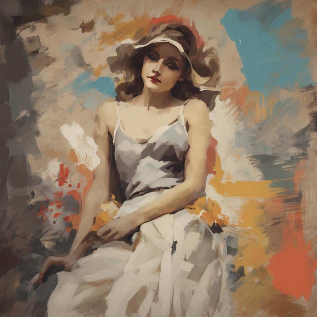 Πορτρέτο γυναίκας με καπέλο και λευκή ενδυμασία, τέχνη και πολιτιστική κληρονομιά.